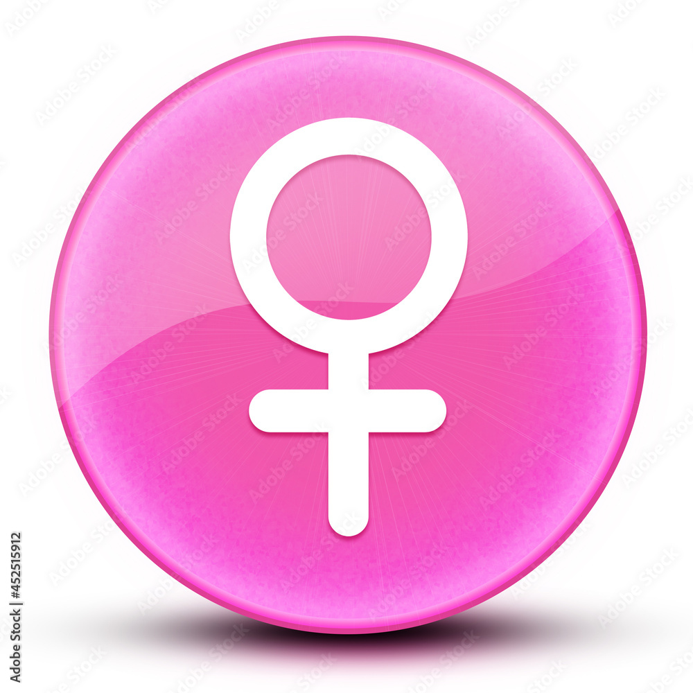 Female sign eyeball glossy pink round button abstract Female sign eyeball glossy pink round button abstract