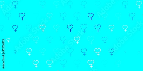 Light BLUE vector backdrop with women power symbols.