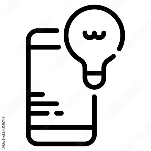 mobile bulb simple line icon