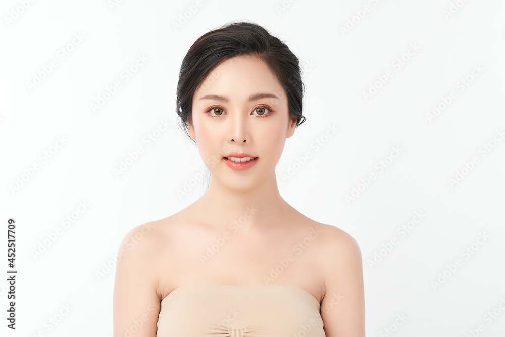 Beautiful young asian woman with clean fresh skin on white background, Face care, Facial treatment, Cosmetology, beauty and spa, Asian women portrait. Beautiful young asian woman with clean fresh skin on white background, Face care, Facial treatment, Cosmetology, beauty and spa, Asian women portrait.