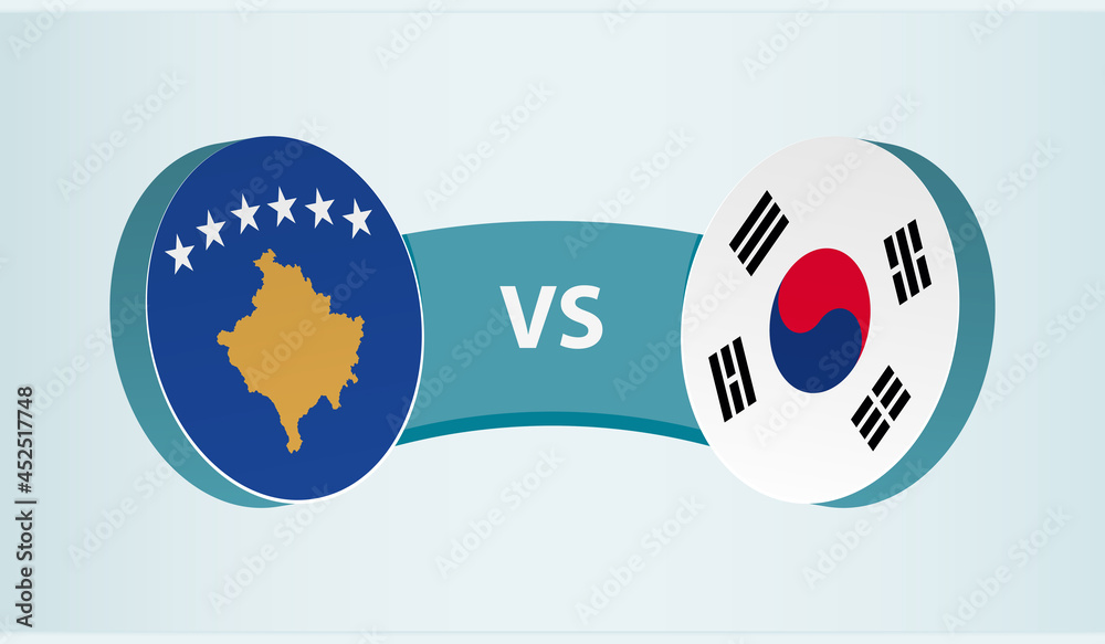 Kosovo versus South Korea, team sports competition concept. Kosovo versus South Korea, team sports competition concept.