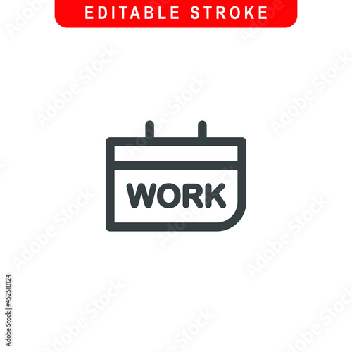 Calender of Work Outline Icon. Work Day Calender Line Art Logo. Vector Illustration. Isolated on White Background. Editable Stroke © fedro