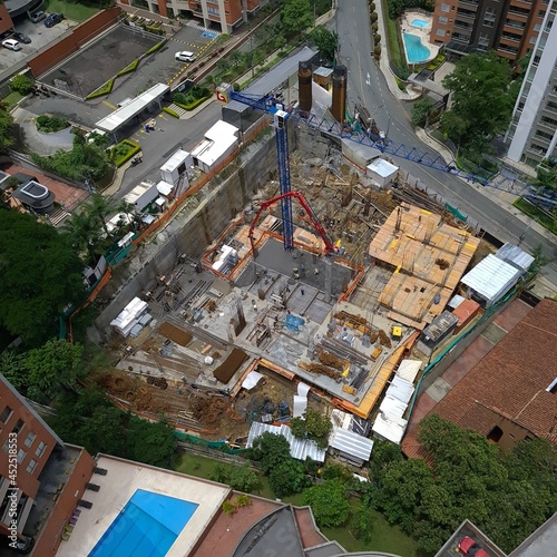 Medellin, Antioquia, Colombia. August 19, 2020: Construction seen from the top of a building. © camaralucida1