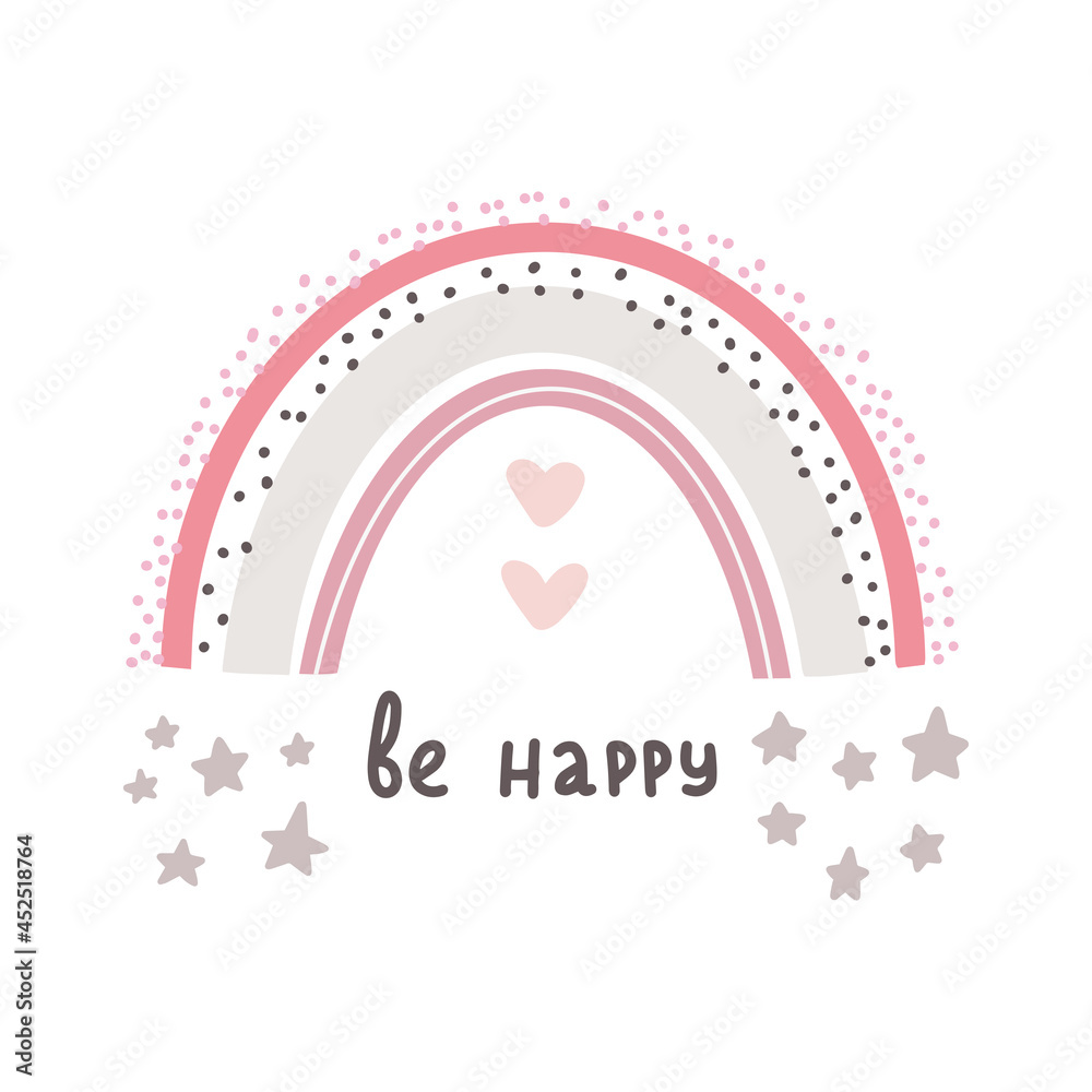 Cute rainbow boho style with lettering card Hand drawn lettering quote in cute calligraphy style. Slogan for print and poster design. Vector illustration Cute rainbow boho style with lettering card Hand drawn lettering quote in cute calligraphy style. Slogan for print and poster design. Vector illustration