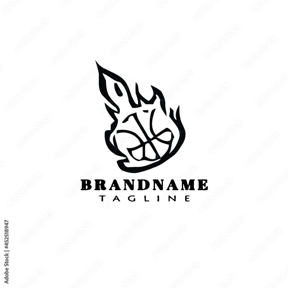 basketball on fire cartoon logo icon design template black isolated vector cute basketball on fire cartoon logo icon design template black isolated vector cute