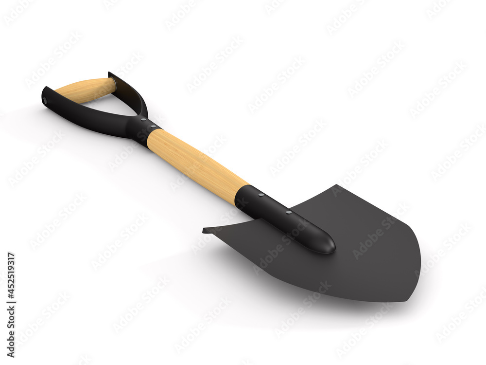Shovel on white background. Garden tool. Isolated 3D iillustration Shovel on white background. Garden tool. Isolated 3D iillustration