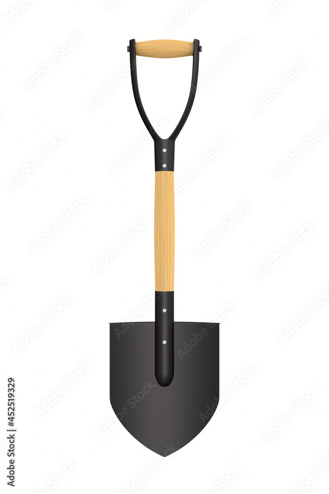 Shovel on white background. Garden tool. Isolated 3D iillustration Shovel on white background. Garden tool. Isolated 3D iillustration