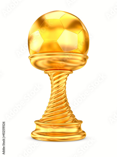 gold trophy cup on white background. Isolated 3d illustration