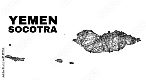 Network irregular mesh Socotra Archipelago map. Abstract lines form Socotra Archipelago map. Wire carcass flat network in vector format.