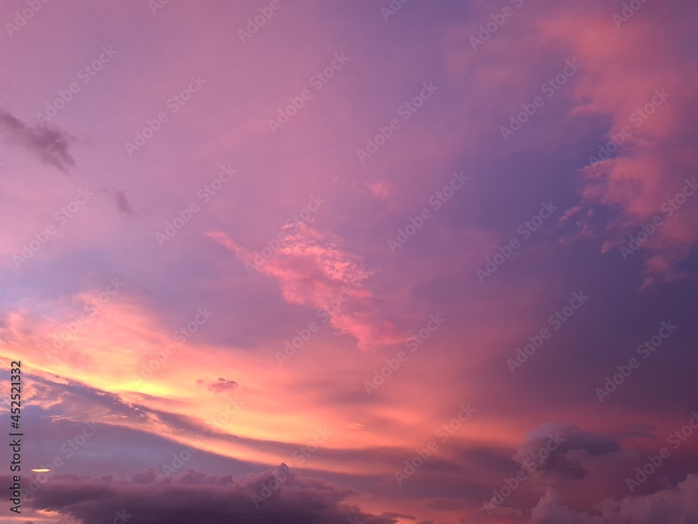Sky background with pink sunset.