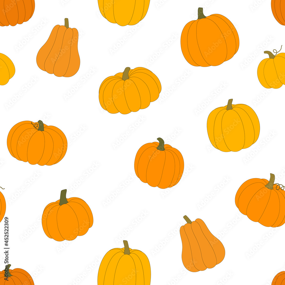 Seamless pattern pumpkins vector illustration. Thanksgiving Harvest Seamless pattern pumpkins vector illustration. Thanksgiving Harvest