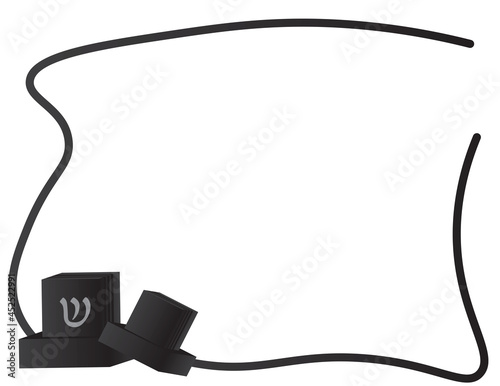 Black tefillin frame on White background photo