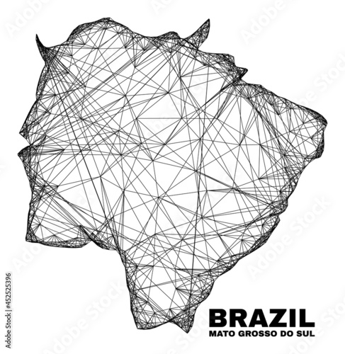 Net irregular mesh Mato Grosso do Sul State map. Abstract lines form Mato Grosso do Sul State map. Linear frame 2D net in vector format. photo