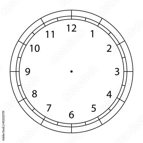 Blank clock face template. Clipart image