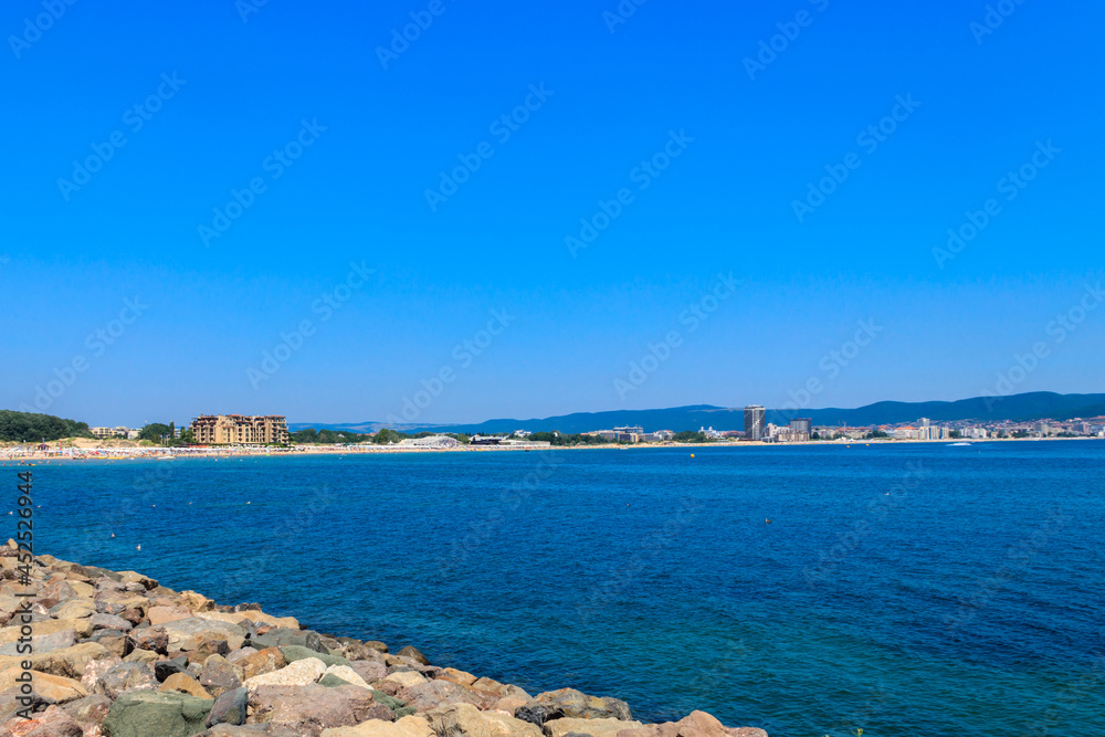 View of the Black sea and Sunny Beach resort in Bulgaria View of the Black sea and Sunny Beach resort in Bulgaria