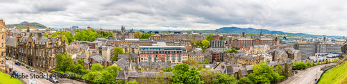 A panorama view from the Castle over the New Town in Edinburgh, Scotland on a summers day
