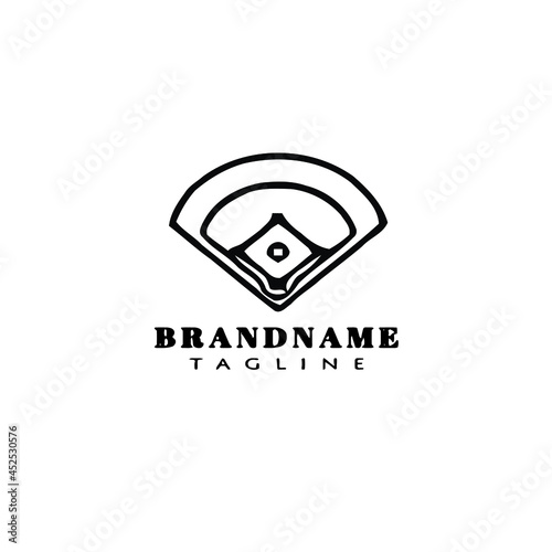 baseball field logo cartoon icon design isolated black vector illustration
