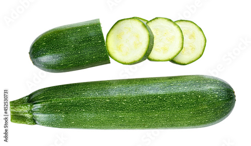 Wallpaper Mural Top view of zucchini isolated on white background Torontodigital.ca
