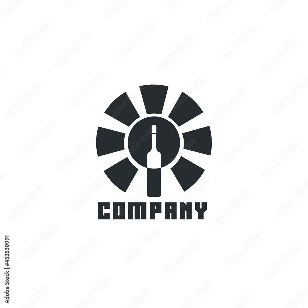 Bottle and sun logo design Bottle and sun logo design