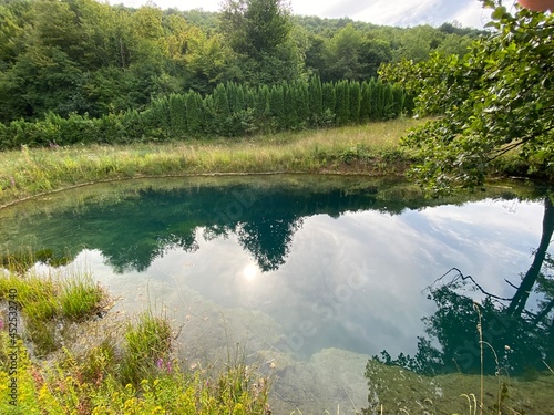 Bistrac spring or the water source of the Bistrac stream in Desmerice - Ogulin, Croatia (Izvor vode Bistrac ili vrelo potoka Bistrac u Desmericama - Ogulin, Hrvatska) photo