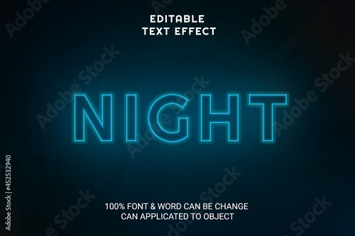 editable neon blue text effect