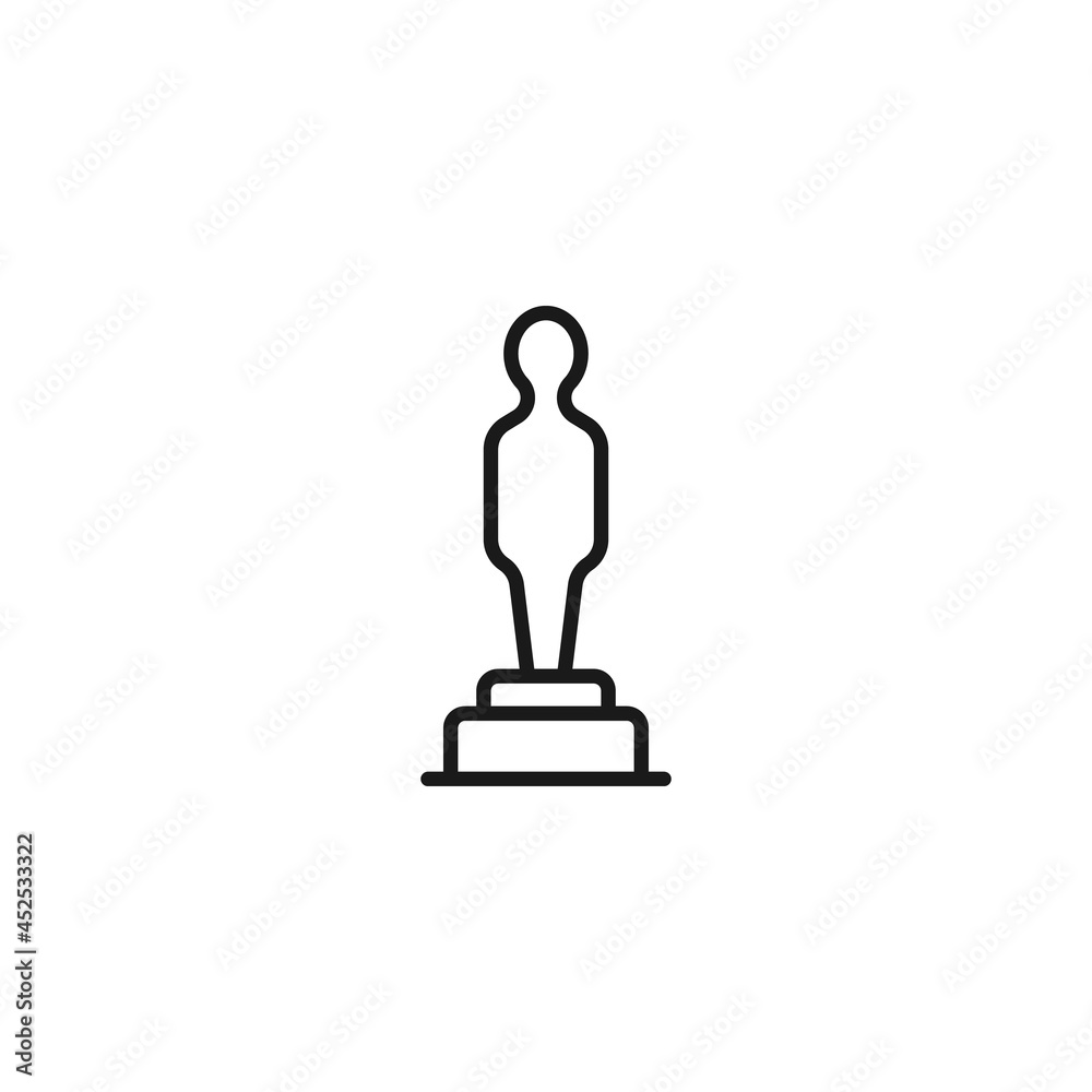 Line icon of statue of faceless person on support Line icon of statue of faceless person on support