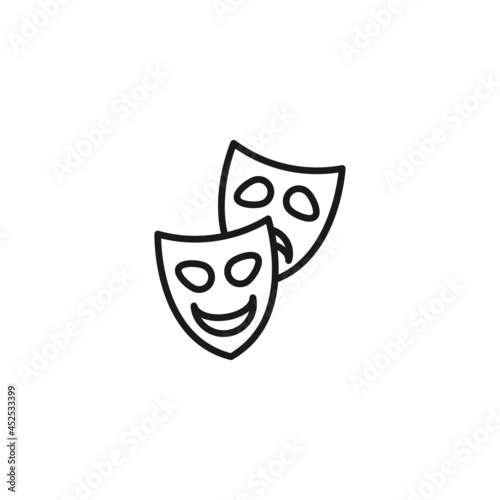 Line icon of theatrical masks with glad and sad face impressions