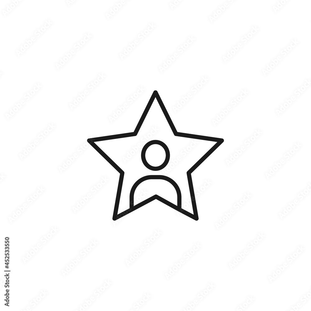 Line icon of faceless actor inside star Line icon of faceless actor inside star