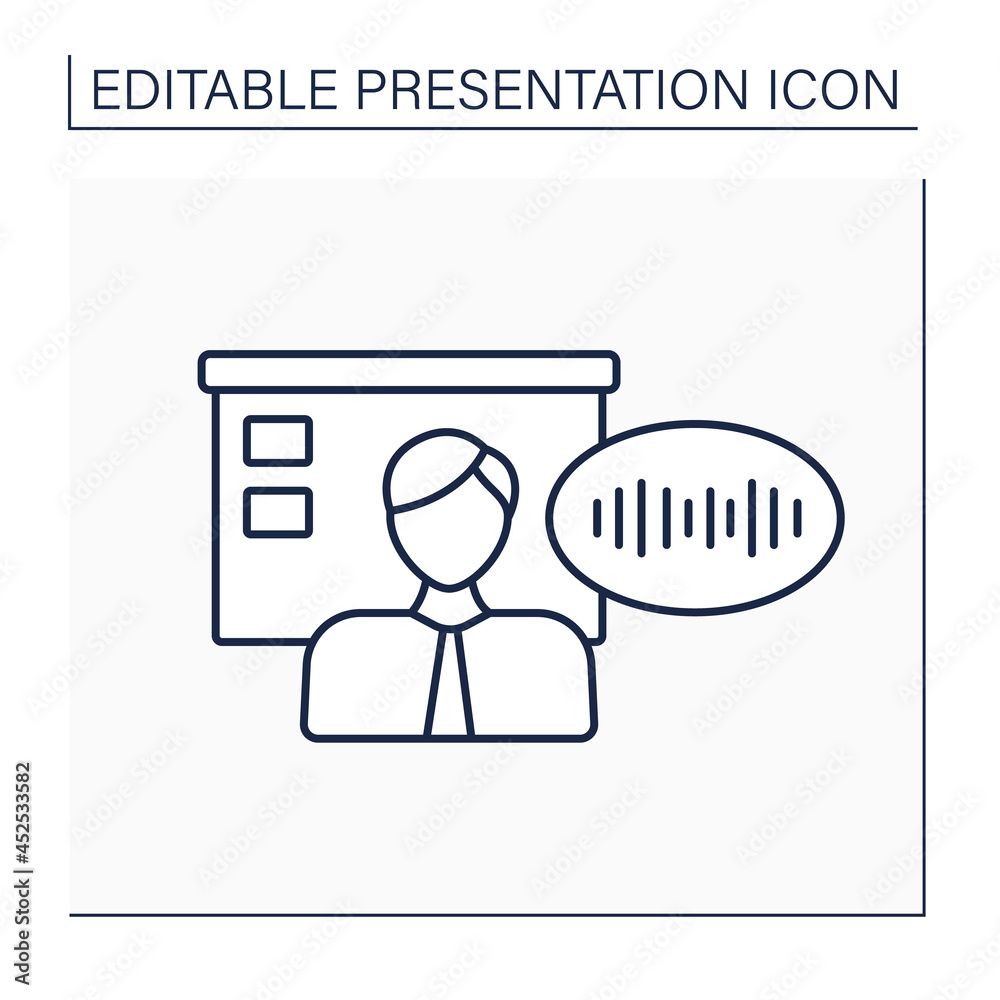 Intonation line icon. Calm and selfstrong speaker attract attention