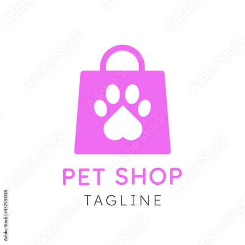 Pet Shop Logo Vector template. This logo can be used in pet care, pet clinic, veterinary shop, pet rescue brand and products.