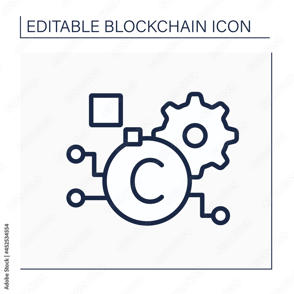 Crypto technology line icon. Cryptocurrency algorithms and instructions. Virtual wallet. Digital money, finance system. Digital asset. Isolated vector illustration. Editable stroke Crypto technology line icon. Cryptocurrency algorithms and instructions. Virtual wallet. Digital money, finance system. Digital asset. Isolated vector illustration. Editable stroke