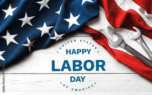 Happy Labor Day.  American Flag On White Background #452535187