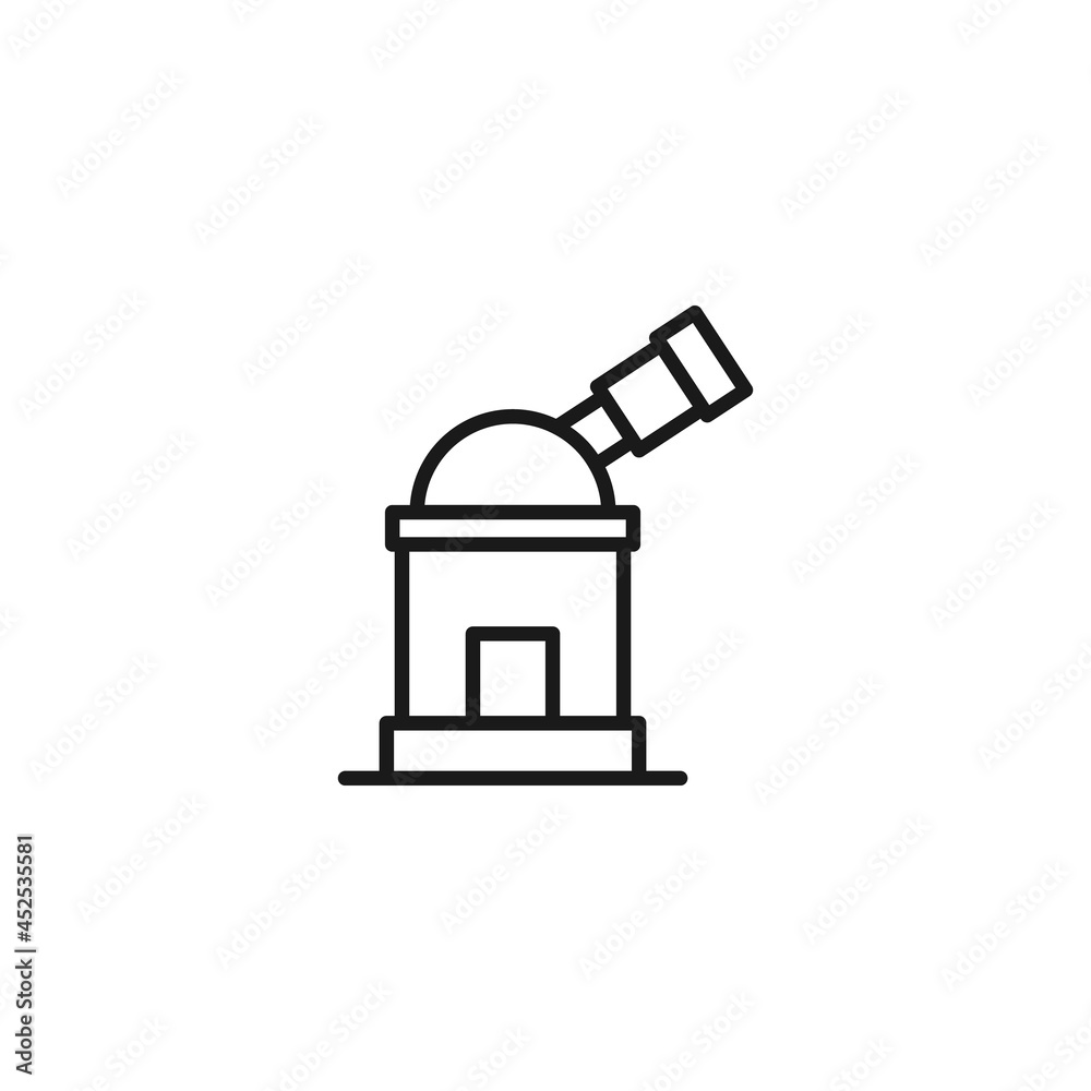 Line icon of telescope in observatory