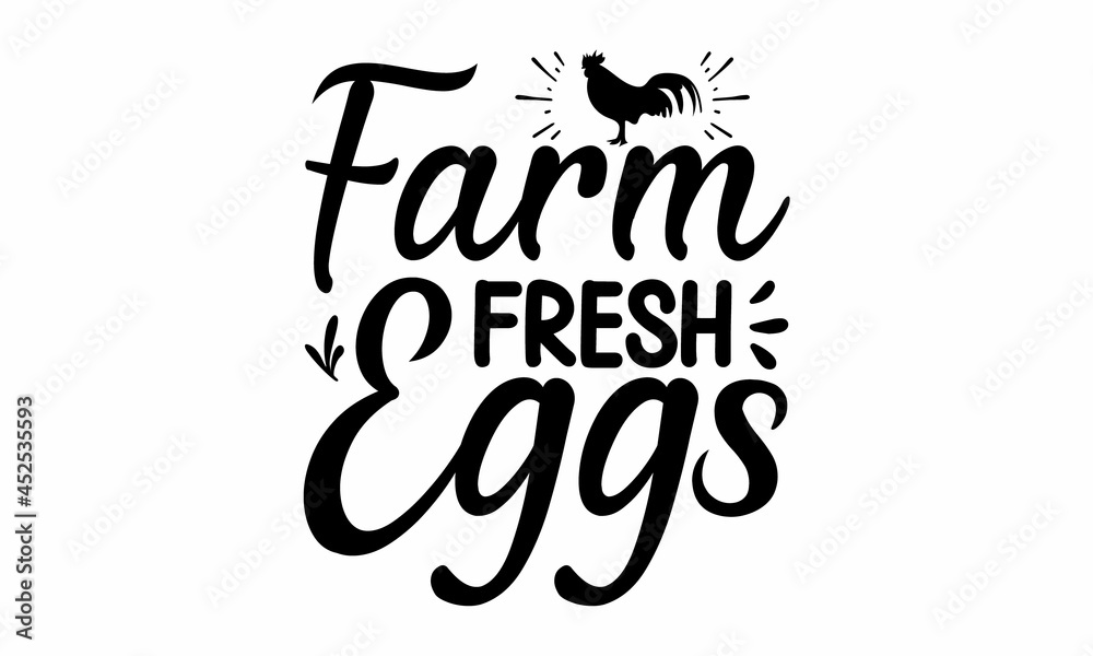 Fototapeta premium Farm Fresh Eggs, Farm fresh products banner template with bottle of milk and typography elements, farm meat market packaging and barbecue restaurant menu decoration