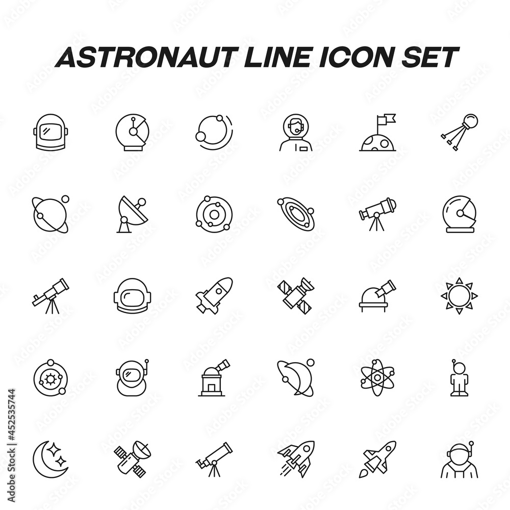 Fototapeta premium Astronaut line icon set