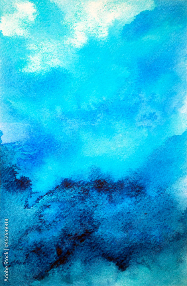 abstract blue white sky sea ocean wave color art watercolor ...