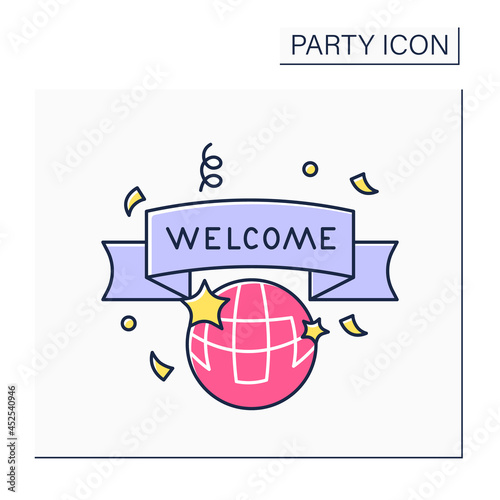 Welcome party color icon. Celebrations for new employers. Welcome banner. Greetings. Celebrating concept. Isolated vector illustration