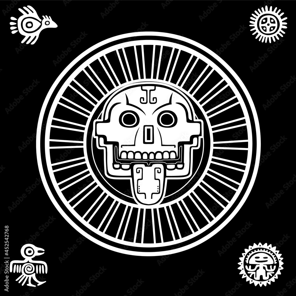 custom made wallpaper toronto digitalStylized skull. Pagan god of death. Motives of art Native American Indian. Ethnic design, boho chic, tribal symbol. Vector illustration: the white drawing isolated on a black background.