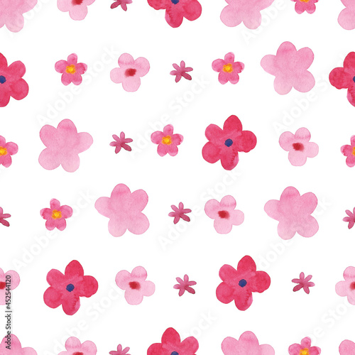 Seamless pattern with flowers. Raster illustration. Beautiful flowers. Fashionable fabric, wrapping paper. grunge texture