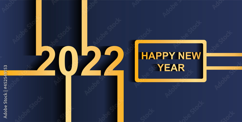 2022 happy new year concept. Elegant greeting card with golden numbers ...