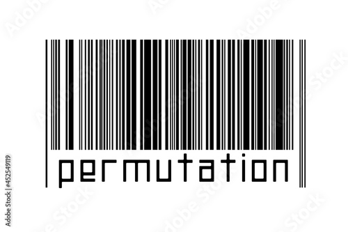 Barcode on white background with inscription permutation below
