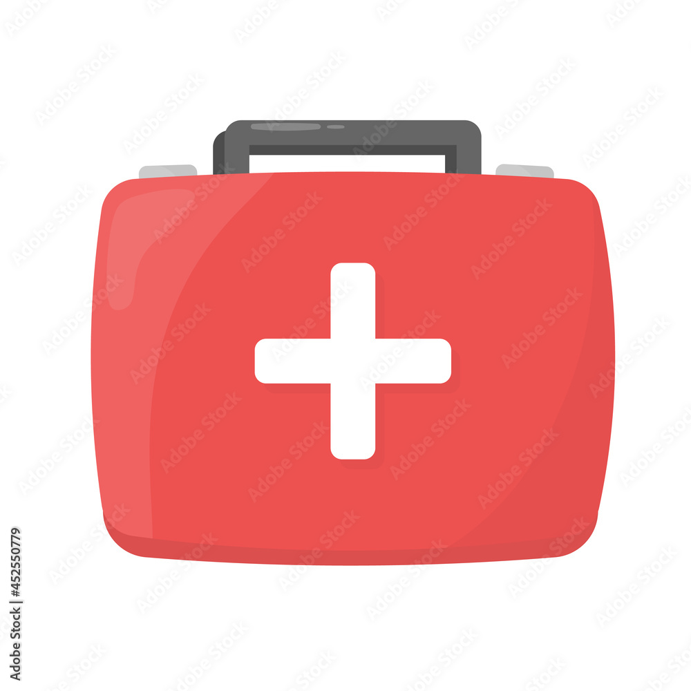 Obraz premium First aid kit box. Vector illustration.