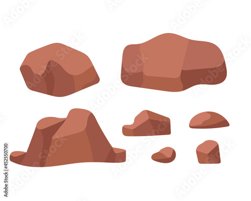 A set of stones. Vector illustration of stones isolated on white background.