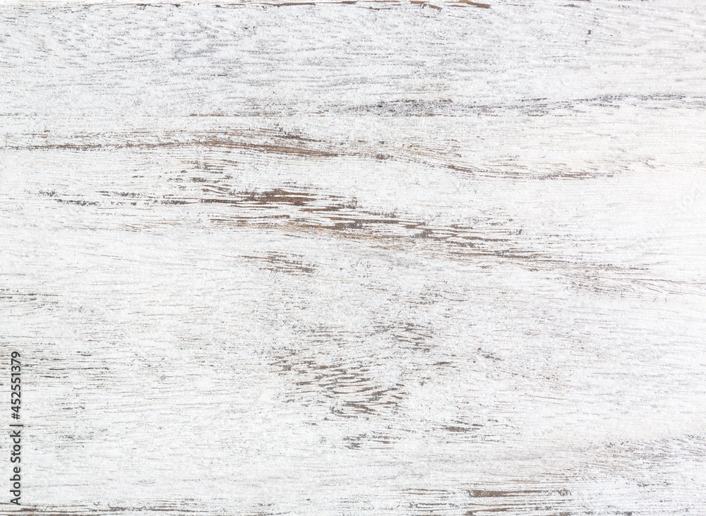 White wooden texture of old rustic table. Top view.