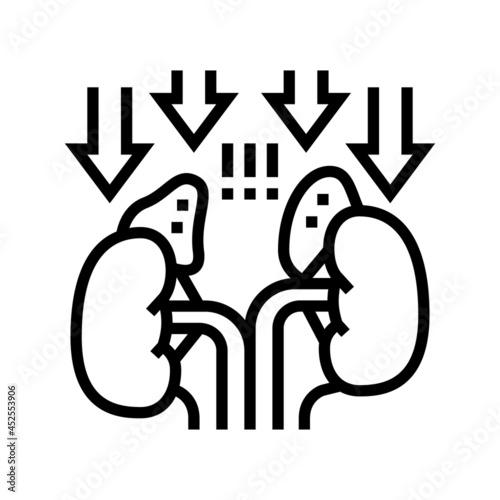 adrenal insufficiency endocrinology line icon vector. adrenal insufficiency endocrinology sign. isolated contour symbol black illustration