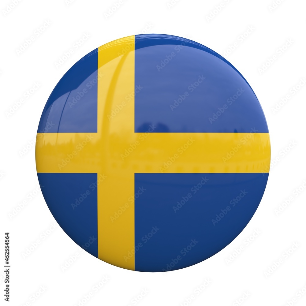 Sweden national flag badge, nationality pin 3d rendering Sweden national flag badge, nationality pin 3d rendering