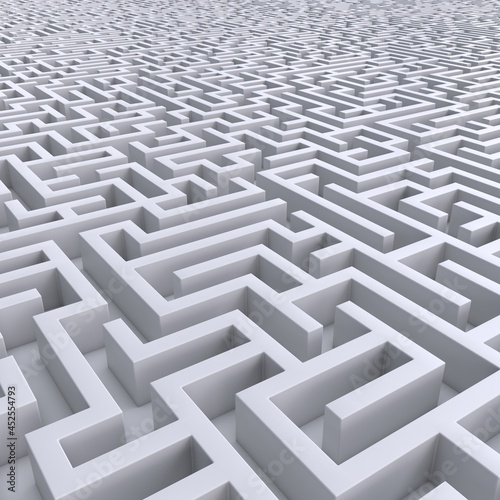 Endless maze concept, labyrinth background 3d rendering