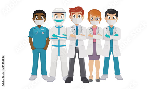 corona virus, Doctors and Nurses team fighting Covid19,  