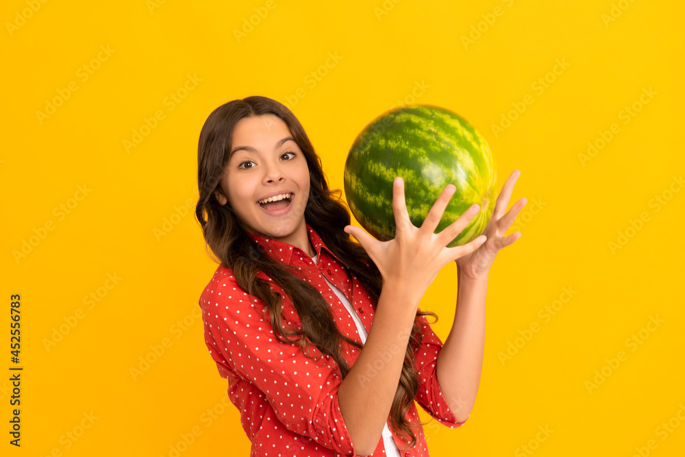 healthy food for children. fructose healthy eating on summer vacation. teen girl having fun healthy food for children. fructose healthy eating on summer vacation. teen girl having fun