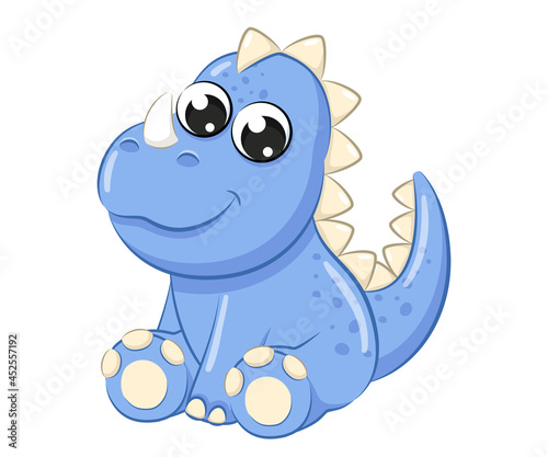 Fototapeta Naklejka Na Ścianę i Meble -  Cute baby dinosaur illustration. Vector illustration for baby shower, greeting card, party invitation, fashion clothes t-shirt print.